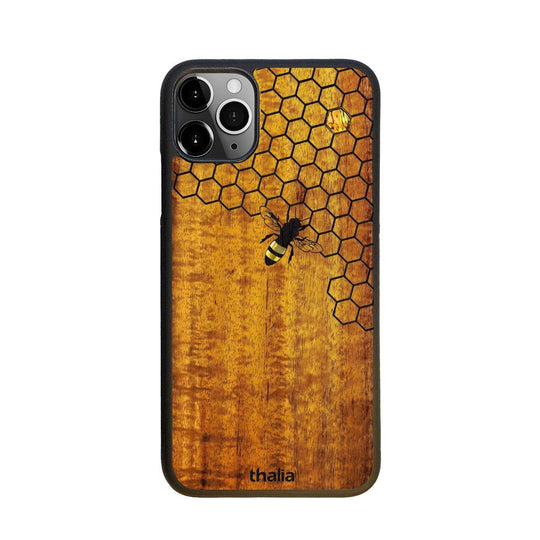 Thalia Phone Case AAA Curly Hawaiian Koa & Bee with Honeycomb | iPhone Case iPhone 11 Pro Max