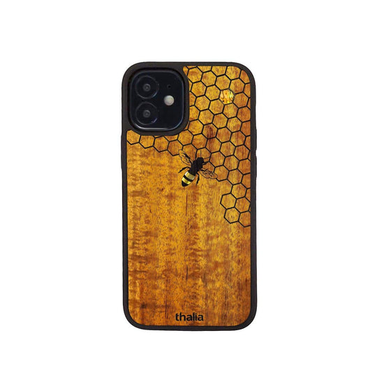 Thalia Phone Case AAA Curly Hawaiian Koa & Bee with Honeycomb | iPhone Case iPhone 12 Mini