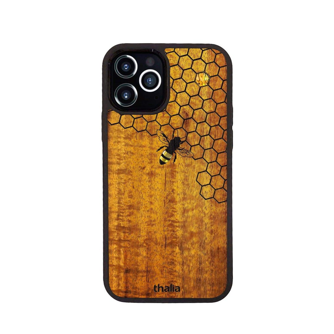Thalia Phone Case AAA Curly Hawaiian Koa & Bee with Honeycomb | iPhone Case iPhone 12 Pro