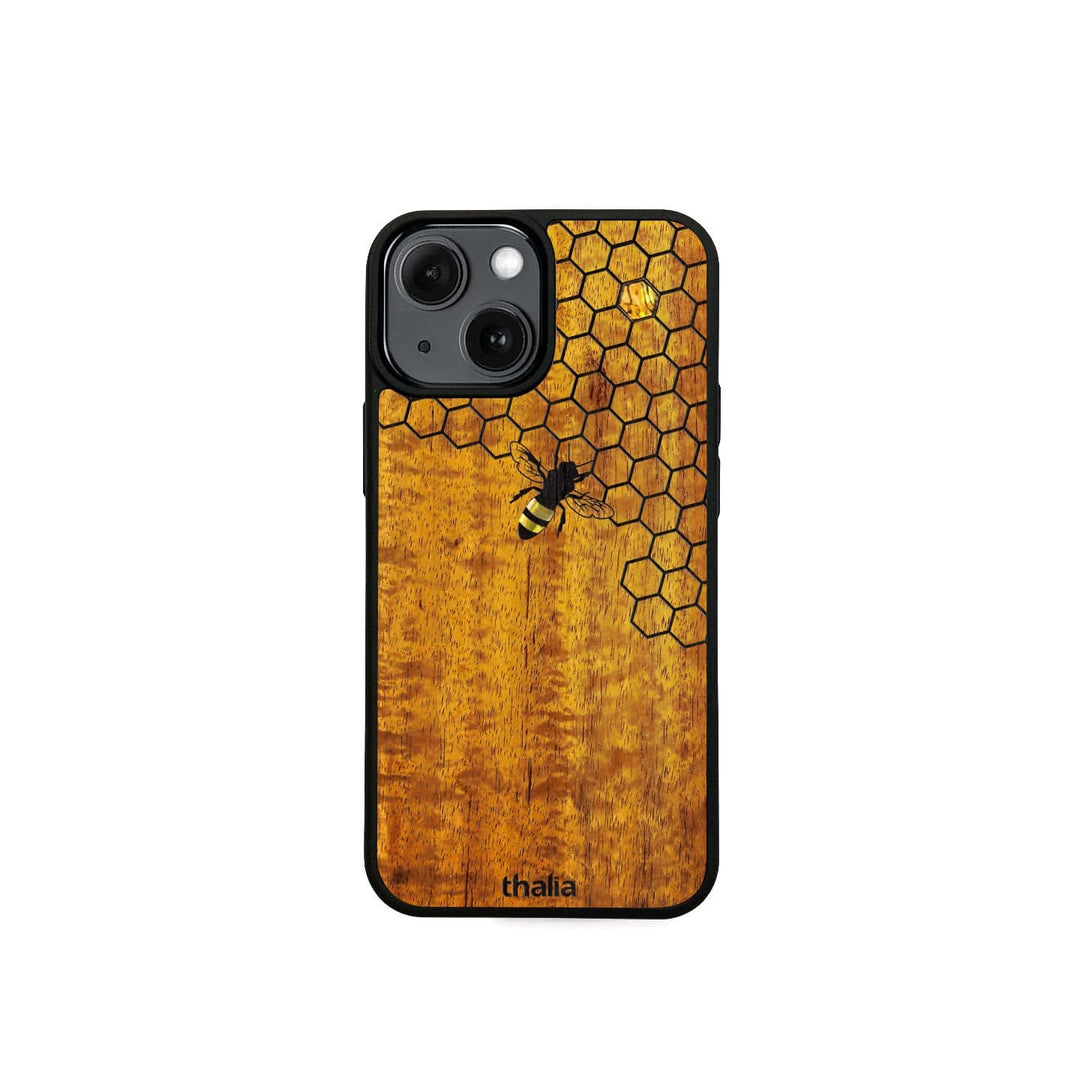 Thalia Phone Case AAA Curly Hawaiian Koa & Bee with Honeycomb | iPhone Case iPhone 13 Mini