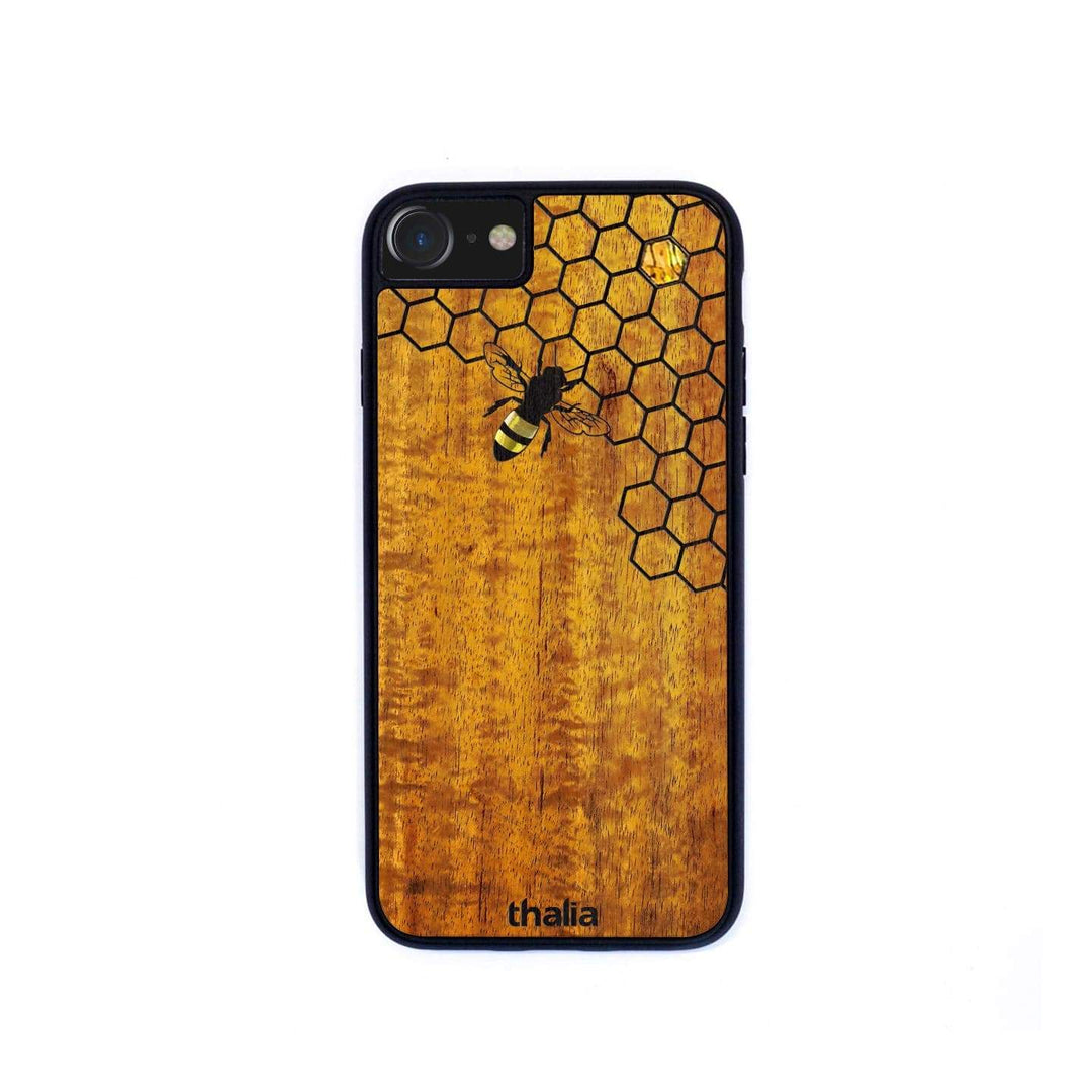 Thalia Phone Case AAA Curly Hawaiian Koa & Bee with Honeycomb | iPhone Case iPhone 6/7/8/SE