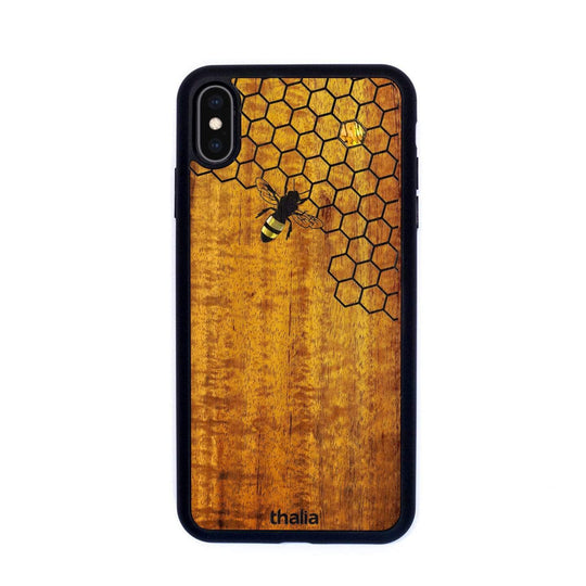 Thalia Phone Case AAA Curly Hawaiian Koa & Bee with Honeycomb | iPhone Case iPhone XS Max