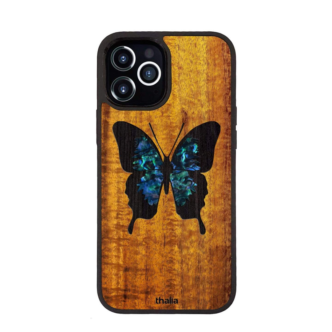 AAA Curly Koa & Blue Abalone Butterfly | iPhone Case AAA Curly Koa & Blue Abalone Butterfly | iPhone Case