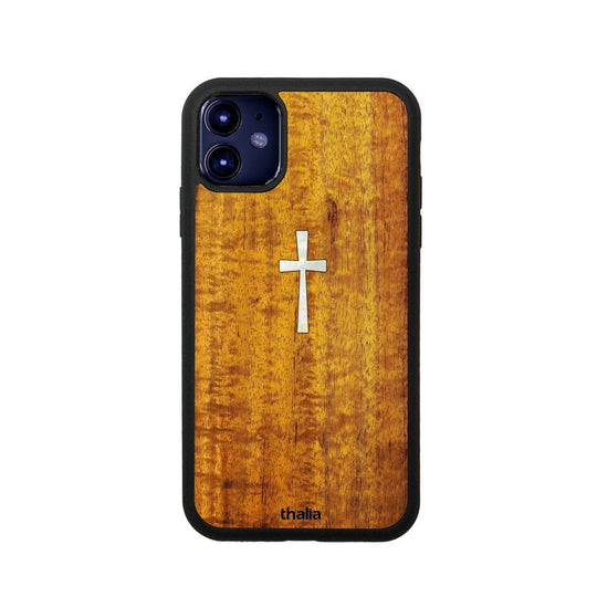 Thalia Phone Case AAA Curly Hawaiian Koa & Cross MOP | iPhone Case iPhone 11