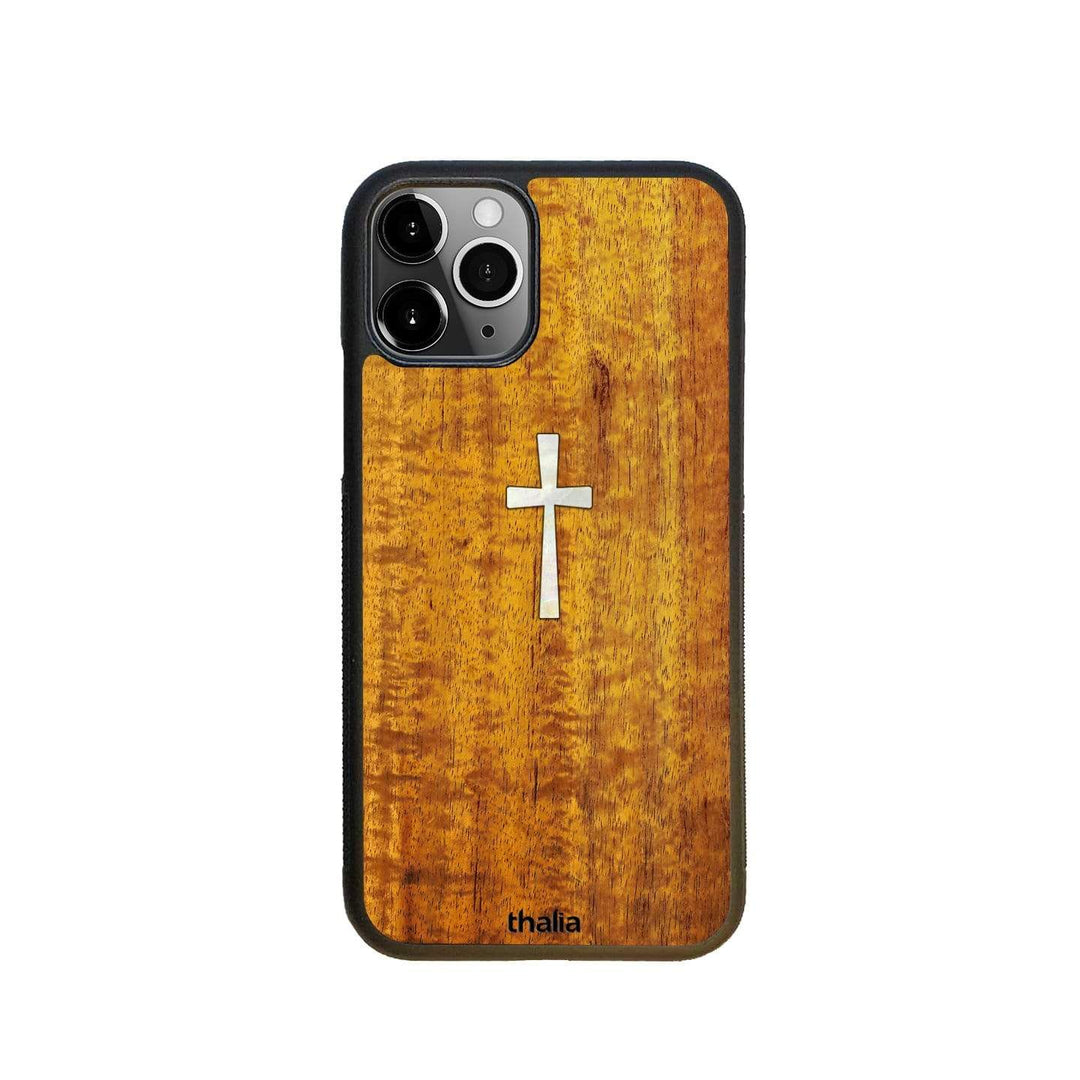 Thalia Phone Case AAA Curly Hawaiian Koa & Cross MOP | iPhone Case iPhone 11 Pro