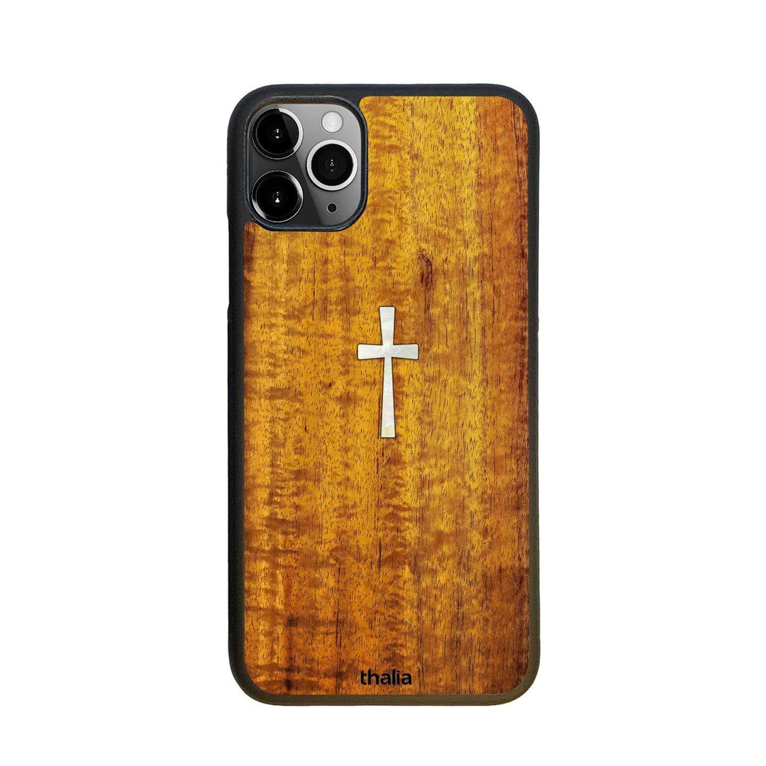 Thalia Phone Case AAA Curly Hawaiian Koa & Cross MOP | iPhone Case iPhone 11 Pro Max