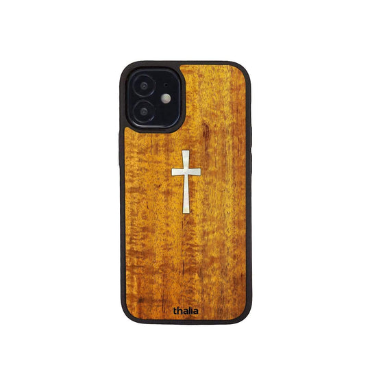 Thalia Phone Case AAA Curly Hawaiian Koa & Cross MOP | iPhone Case iPhone 12