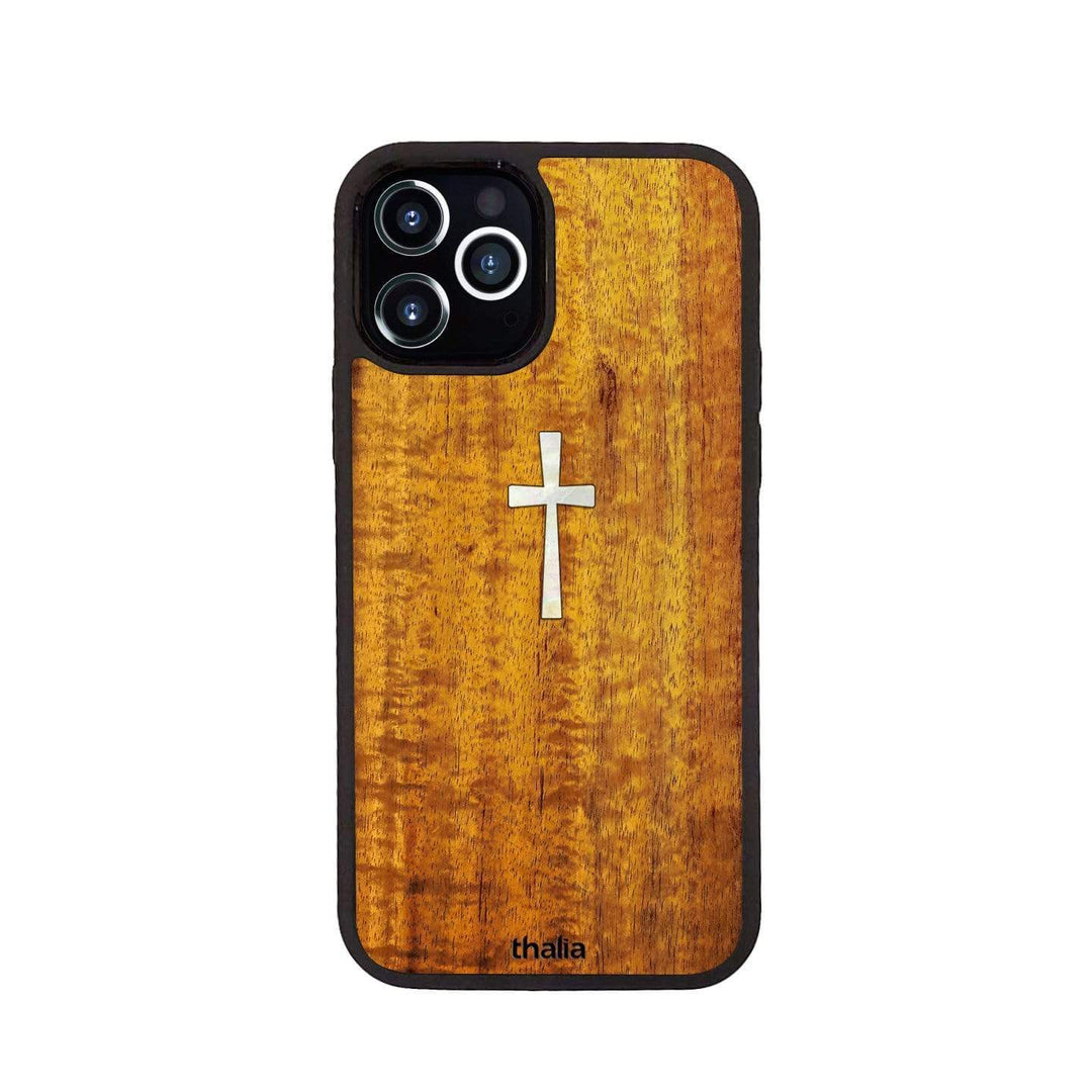Thalia Phone Case AAA Curly Hawaiian Koa & Cross MOP | iPhone Case iPhone 12 Pro