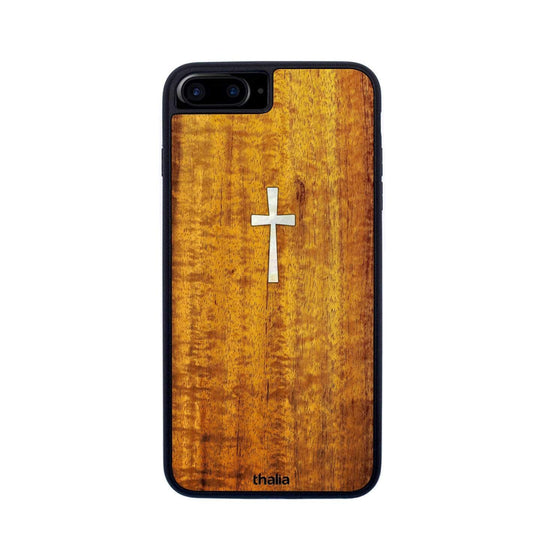 Thalia Phone Case AAA Curly Hawaiian Koa & Cross MOP | iPhone Case iPhone 6/7/8 Plus