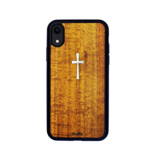 Thalia Phone Case AAA Curly Hawaiian Koa & Cross MOP | iPhone Case iPhone XR