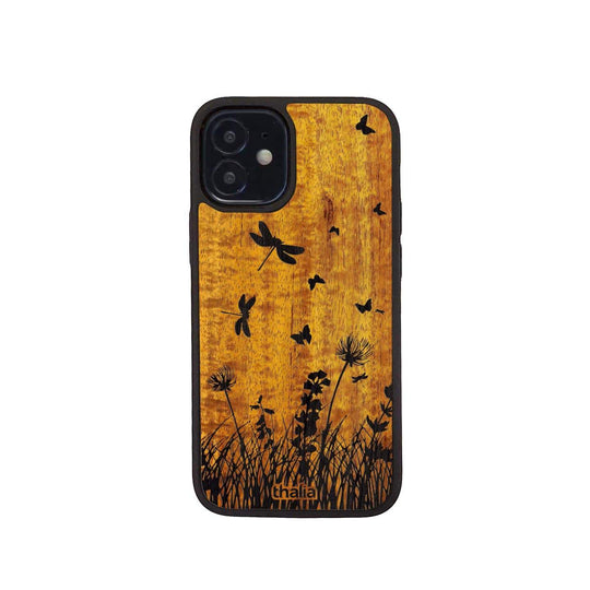 Thalia Phone Case AAA Grade Hawaiian Koa & Spring Meadow Engraving | iPhone Case iPhone 12 mini