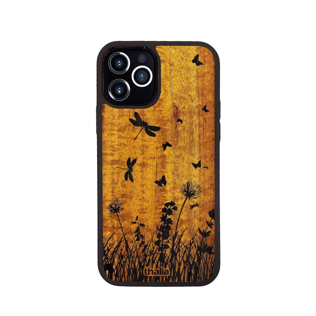 Thalia Phone Case AAA Grade Hawaiian Koa & Spring Meadow Engraving | iPhone Case iPhone 12 / Pro