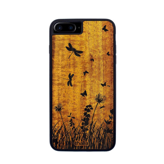 Thalia Phone Case AAA Grade Hawaiian Koa & Spring Meadow Engraving | iPhone Case iPhone 6/7/8 Plus