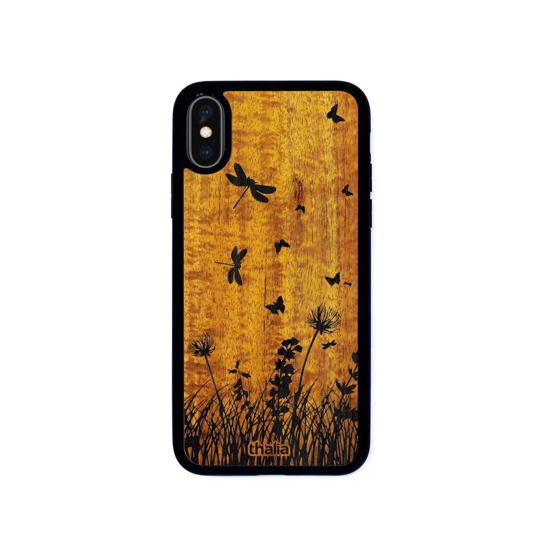 Thalia Phone Case AAA Grade Hawaiian Koa & Spring Meadow Engraving | iPhone Case iPhone X/XS