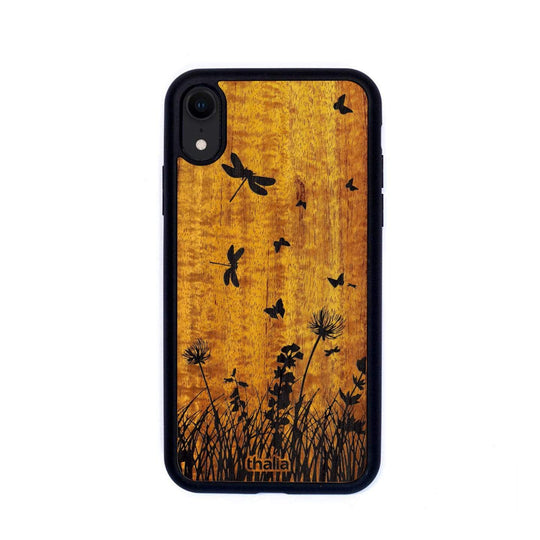 Thalia Phone Case AAA Grade Hawaiian Koa & Spring Meadow Engraving | iPhone Case iPhone XR