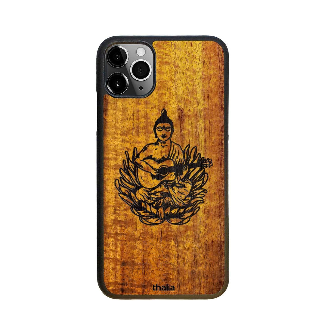 Thalia Phone Case Hawaiian Koa & Buddha Playing OM Guitar Engraving | iPhone Case iPhone 11 Pro Max