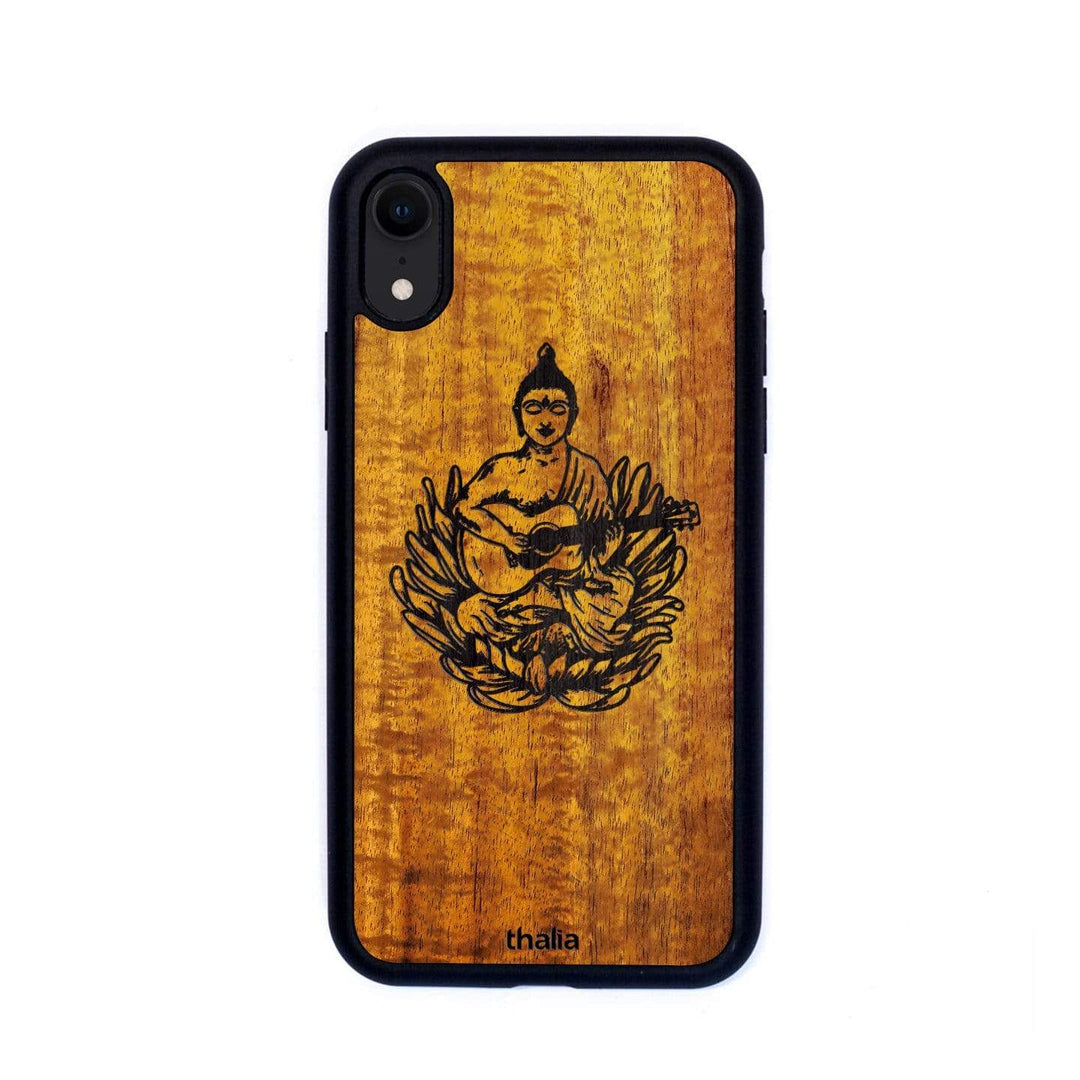 Thalia Phone Case Hawaiian Koa & Buddha Playing OM Guitar Engraving | iPhone Case iPhone XR