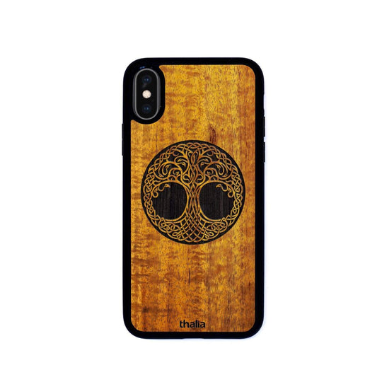 Thalia Phone Case Hawaiian Koa & Tree of Life Engraving | iPhone Case iPhone X/XS
