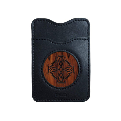 Thalia Phone Wallet Celtic Cross Engraving | Leather Phone Wallet Santos Rosewood