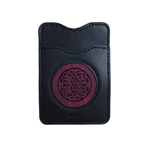 Thalia Phone Wallet Celtic Knot Engraving | Leather Phone Wallet AAA Curly Koa