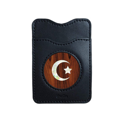 Pearl Crescent Moon & Star | Leather Phone Wallet