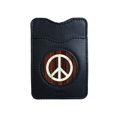 Thalia Phone Wallet Pearl Peace Sign | Leather Phone Wallet Indian Rosewood