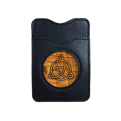 Thalia Phone Wallet Triquetra Engraving | Leather Phone Wallet AAA Curly Koa