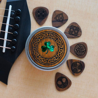 Thalia Picks Celtic Symbols & Shamrock | Rosewood 2.0 Pick Tin