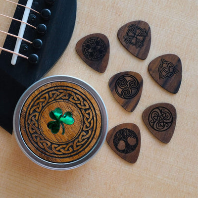 Thalia Picks Celtic Symbols & Shamrock | Rosewood 2.0 Pick Tin