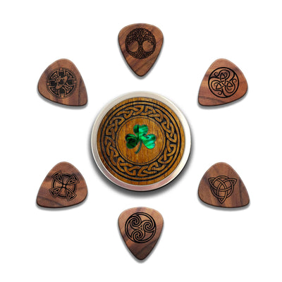 Thalia Picks Celtic Symbols & Shamrock | Rosewood 2.0 Pick Tin