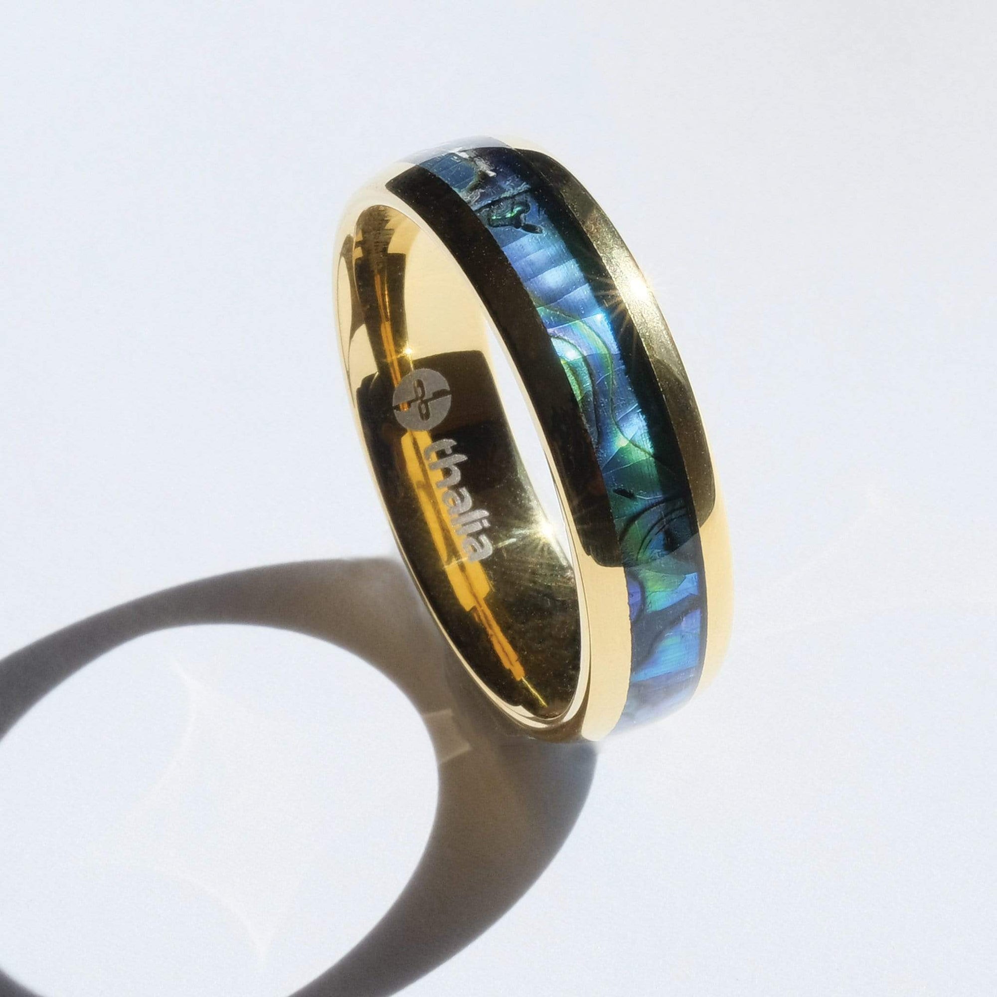 Blue Abalone - Tungsten Carbide Ring 8mm