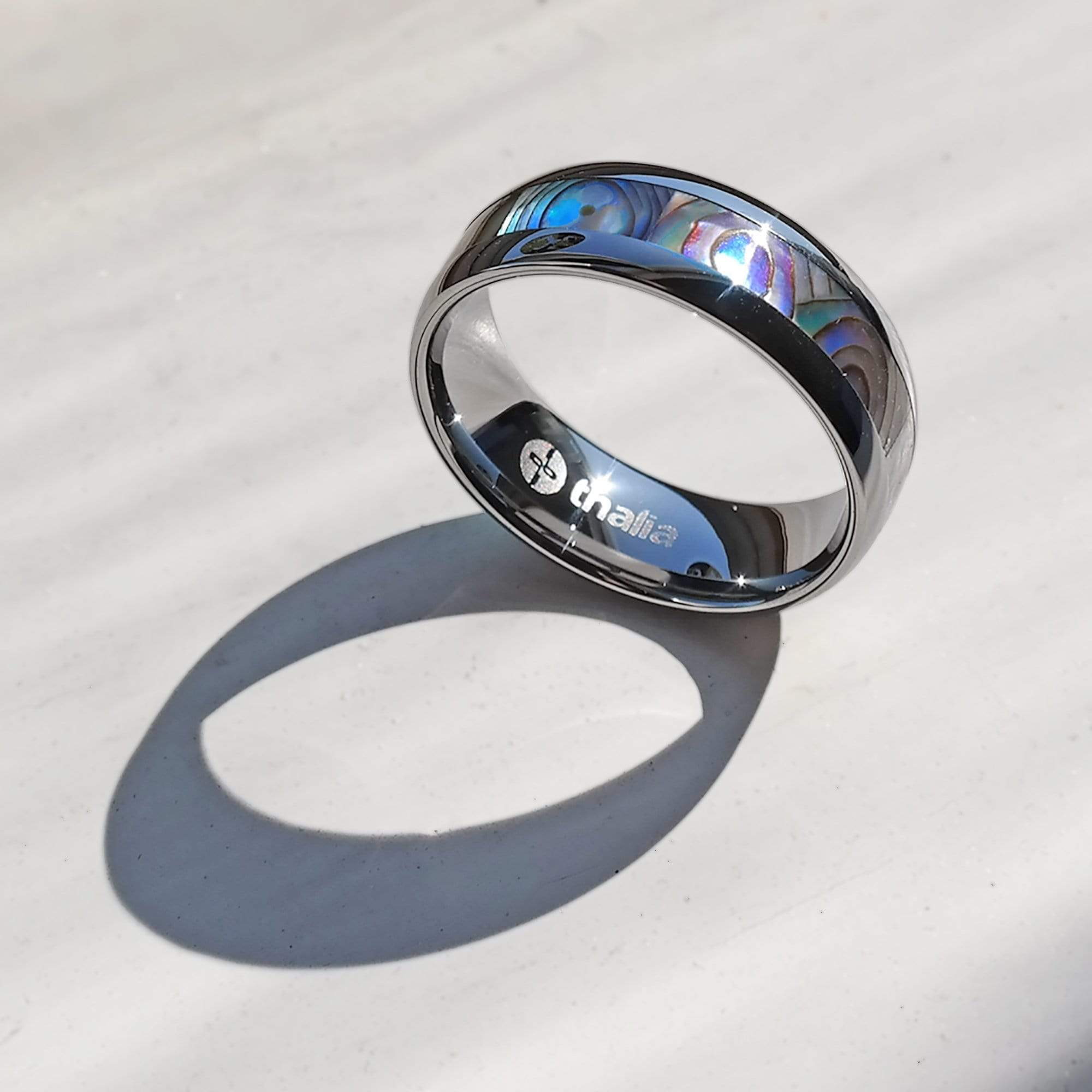 Haringen bevestigen Blazen Blue Abalone | Tungsten Carbide Ring 8mm