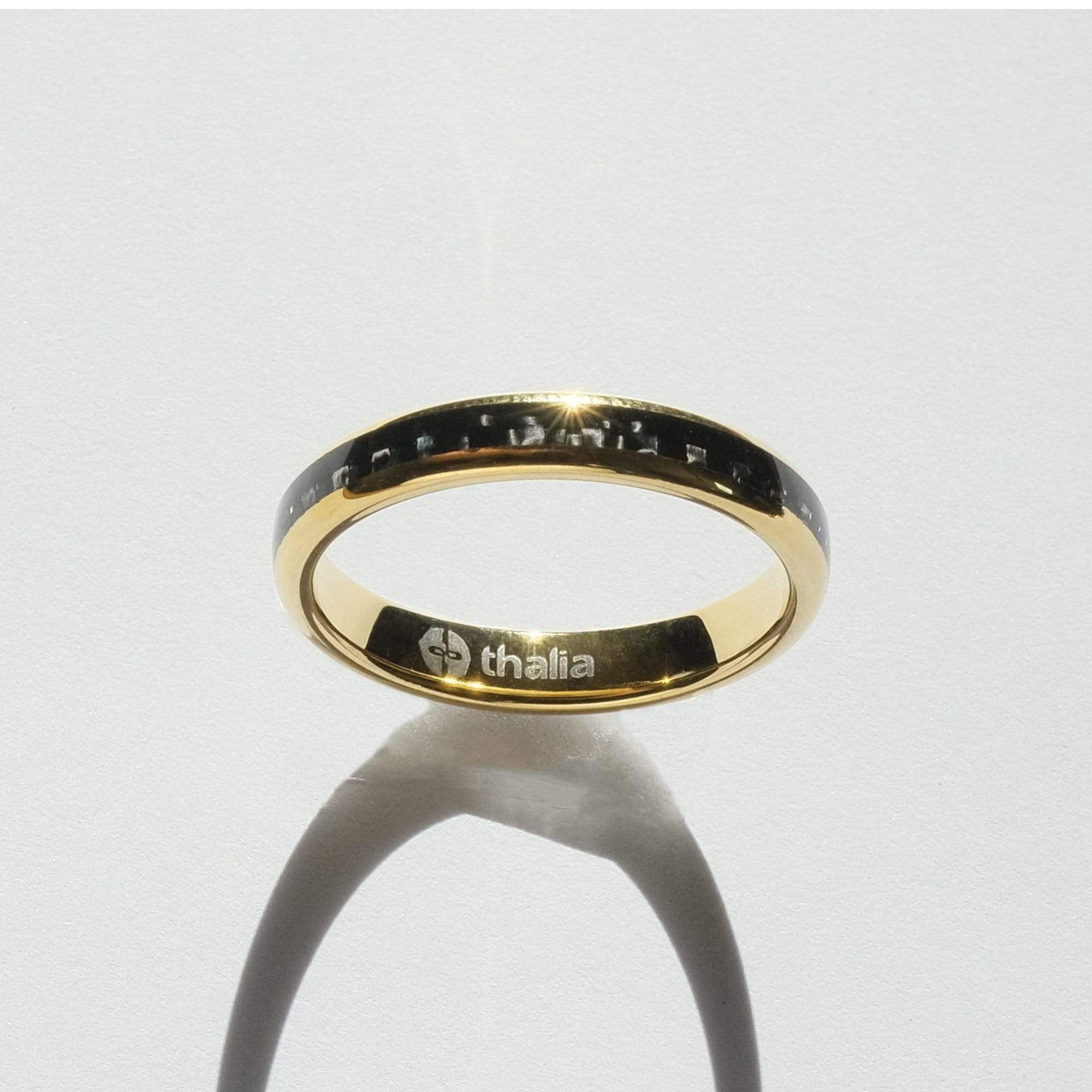 Forged Carbon Band Ring with 18K Yellow Gold, 6mm | David Yurman