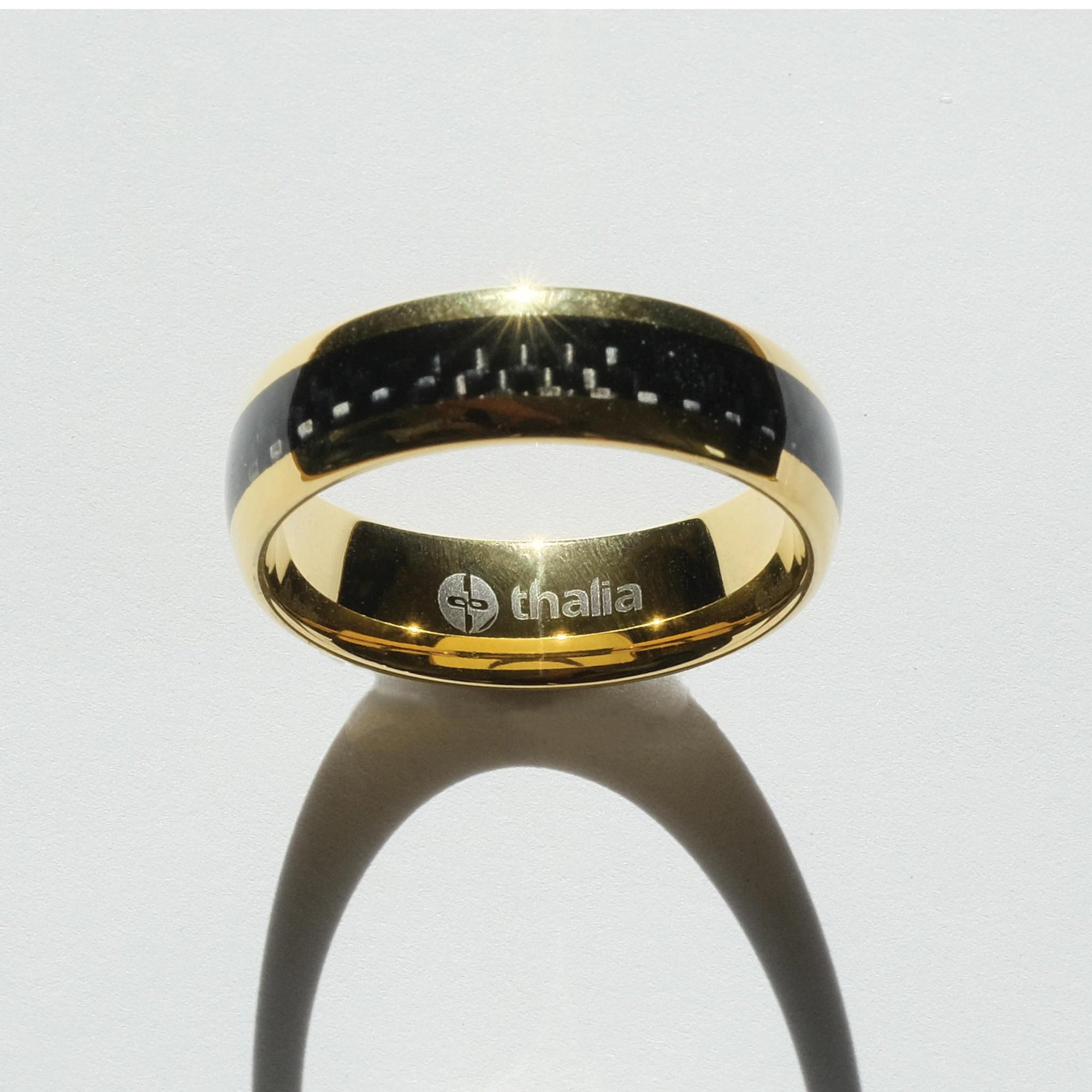 8mm Gold titanium ring with Forged Carbon finish – Gemini Official