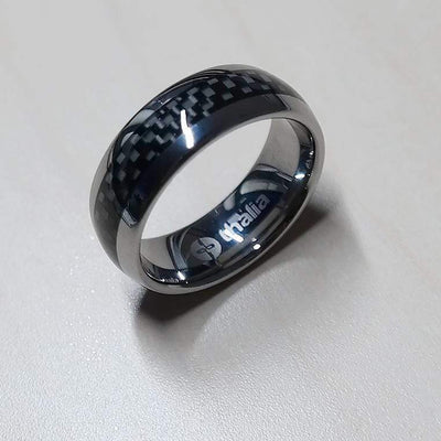 Thalia Ring Carbon Fibre | Tungsten Carbide Ring 8mm 8 / Chrome