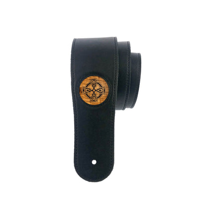 Thalia Strap Celtic Cross Engraving | Italian Leather Strap AAA Curly Koa / Black / Standard