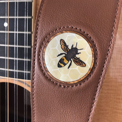 Thalia Strap Hawaiian Koa Bee & Vintage Pearl Honeycomb Inlay | Italian Leather Strap