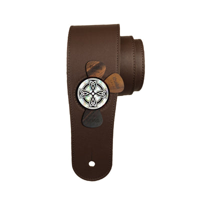 Thalia Strap Pearl Celtic Cross | Pick Puck Integrated Leather Strap Black Ebony / Dark Chocolate / STANDARD