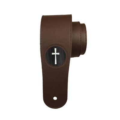 Thalia Strap Pearl Cross Inlay | Italian Leather Strap Black Ebony / Dark Chocolate / Standard