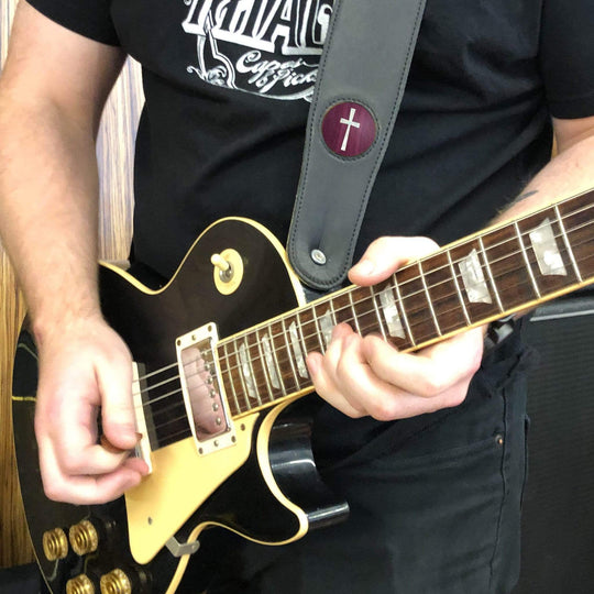 Thalia Strap Purpleheart & Pearl Cross Inlay | Italian Leather Strap
