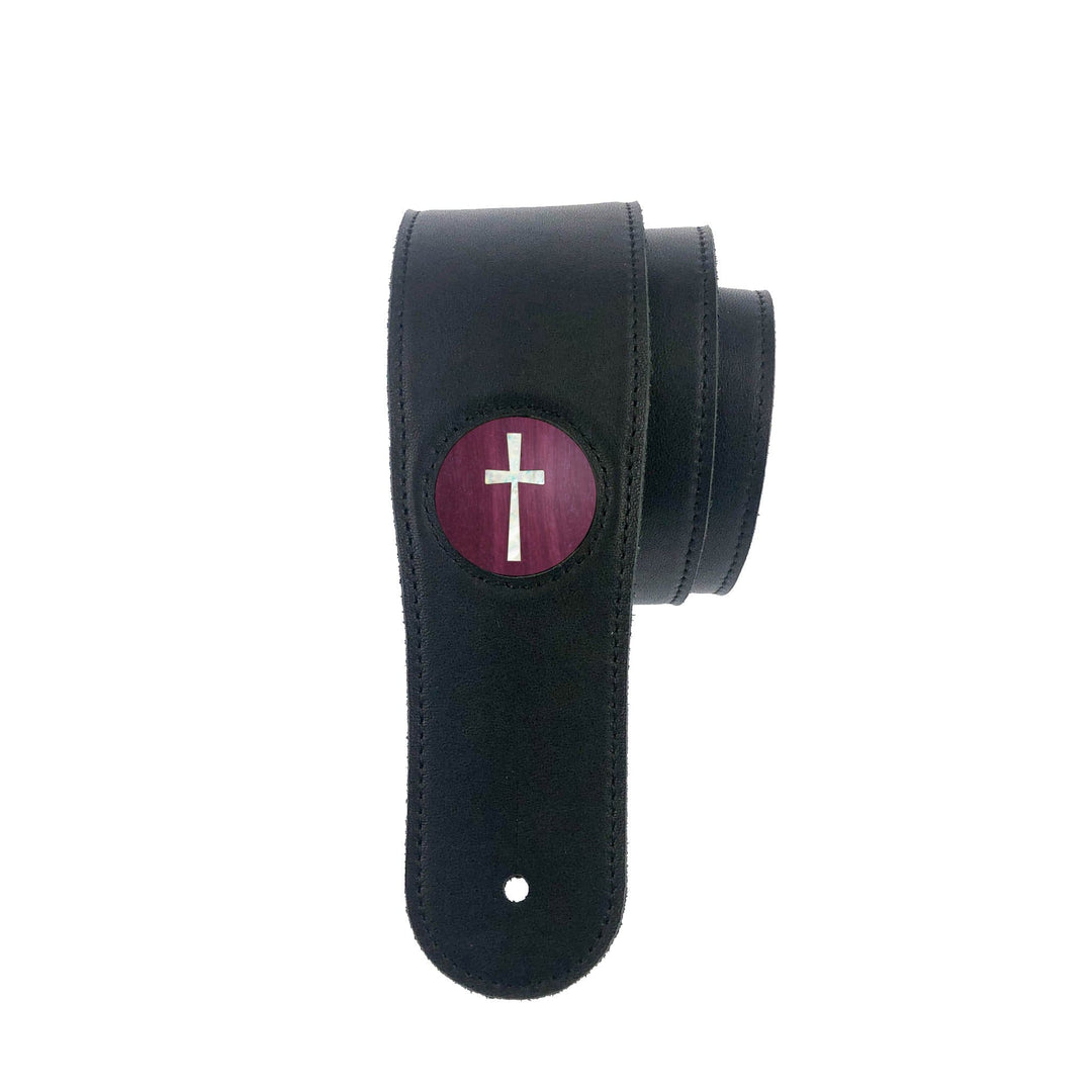 Thalia Strap Purpleheart & Pearl Cross Inlay | Italian Leather Strap Black / Standard