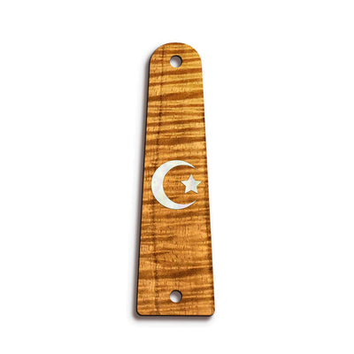 Thalia Truss Rod Cover Custom Truss Rod Cover | Shape T14 - Fits Slotted Taylor Guitars Pearl Crescent Moon / AAA Curly Koa