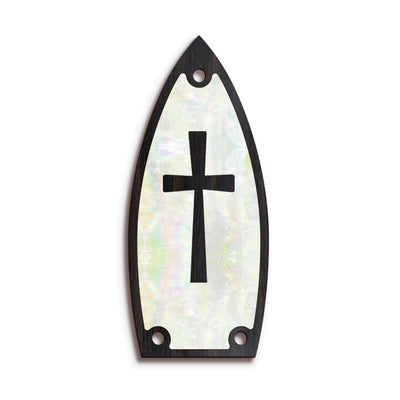 Thalia Truss Rod Cover Custom Truss Rod Cover | Shape T9 - Fits Most Gretsch Guitars Cross in Pearl / Black Ebony