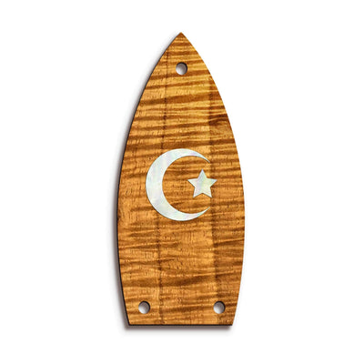 Thalia Truss Rod Cover Custom Truss Rod Cover | Shape T9 - Fits Most Gretsch Guitars Pearl Crescent Moon / AAA Curly Koa